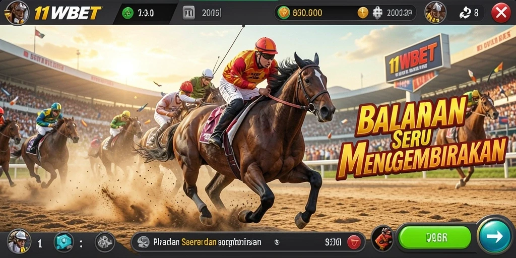 Tangkapan layar utama dari gameplay balapan 11WBET yang menarik.