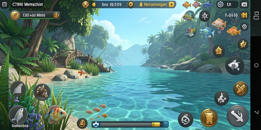 Screenshot utama C7890 menampilkan gameplay memancing yang penuh aksi.