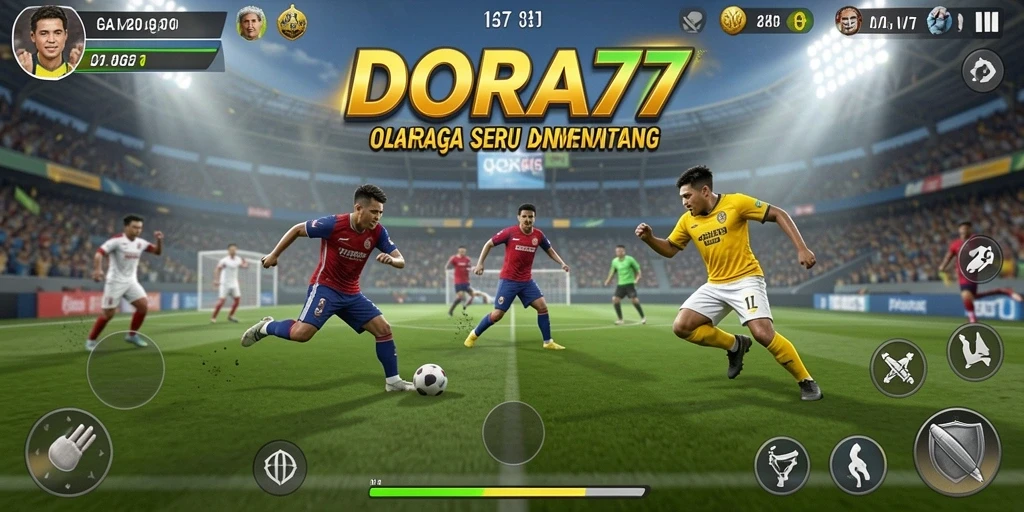 Screenshot gameplay DORA77 menunjukkan aksi seru dalam pertandingan olahraga.