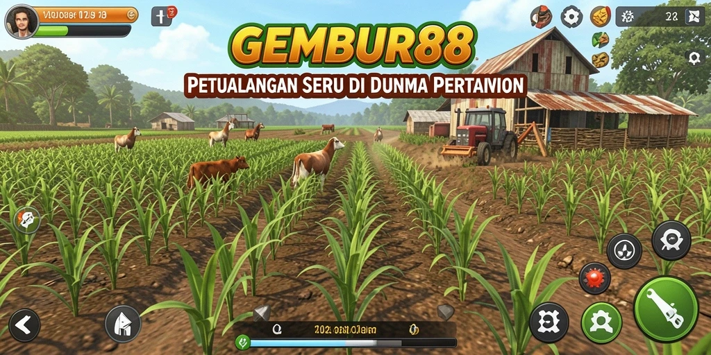 Tampilan menarik gameplay pertanian dalam GEMBUR88.