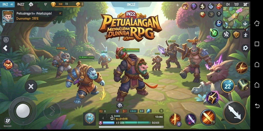 Tampilan screenshot utama IN22 menampilkan aksi pertarungan yang mendebarkan dalam dunia RPG.