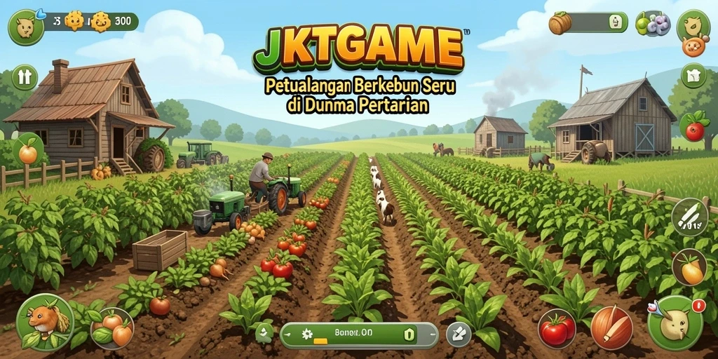 Tampilan gameplay <strong>JKTGAME</strong> dengan berbagai aktivitas pertanian