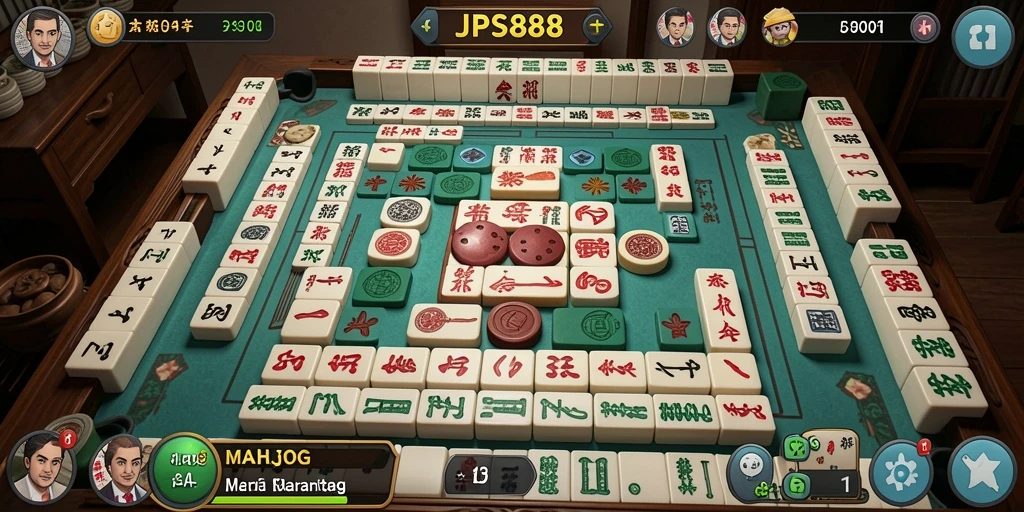 Screenshot JPS888 menampilkan aksi seru bermain Mahjong.