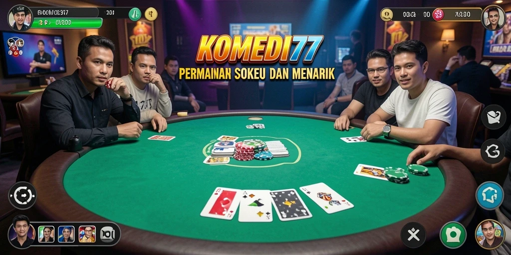 Tampilan gameplay Poker yang mendebarkan di KOMEDI77.