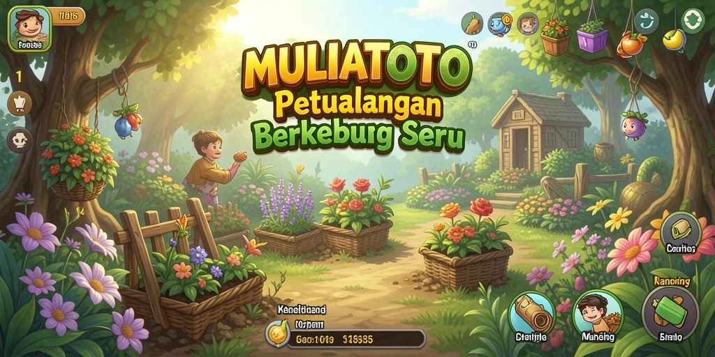 Tampilan gameplay MULIATOTO yang menampilkan ladang hijau subur.