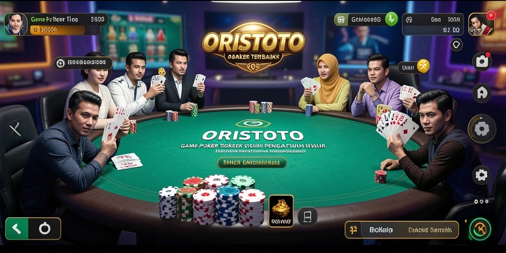 Tampilan utama gameplay Poker di ORISTOTO yang menegangkan.