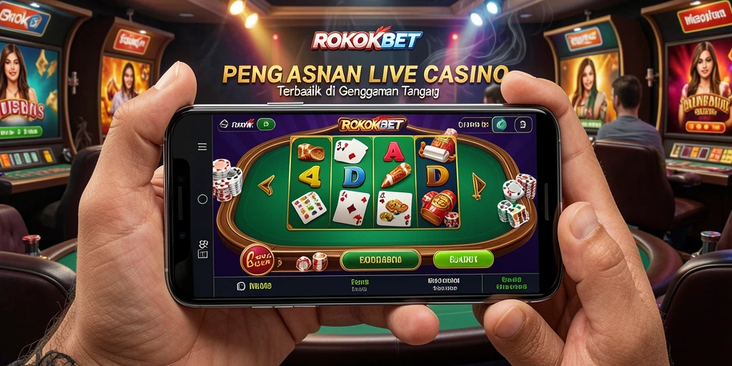 Tangkapan layar utama ROKOKBET menampilkan dealer langsung di meja permainan.