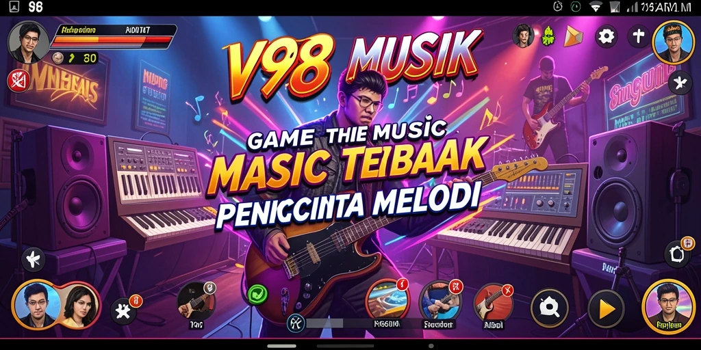 Tampilan gameplay V98 yang seru dan interaktif dengan berbagai lagu.