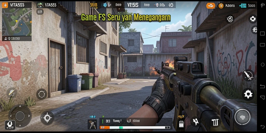 Screenshot VITA555 menampilkan aksi tembak-menembak yang seru dan intens.